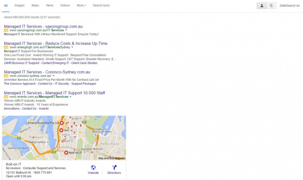 Google Displays Top 4 Ads on SERP